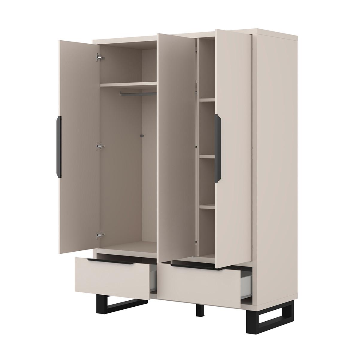 SCHRANK 3 Türen Eden Kaschmir - Beige, Holzwerkstoff (145/210.3/60cm) - Petits-meubles