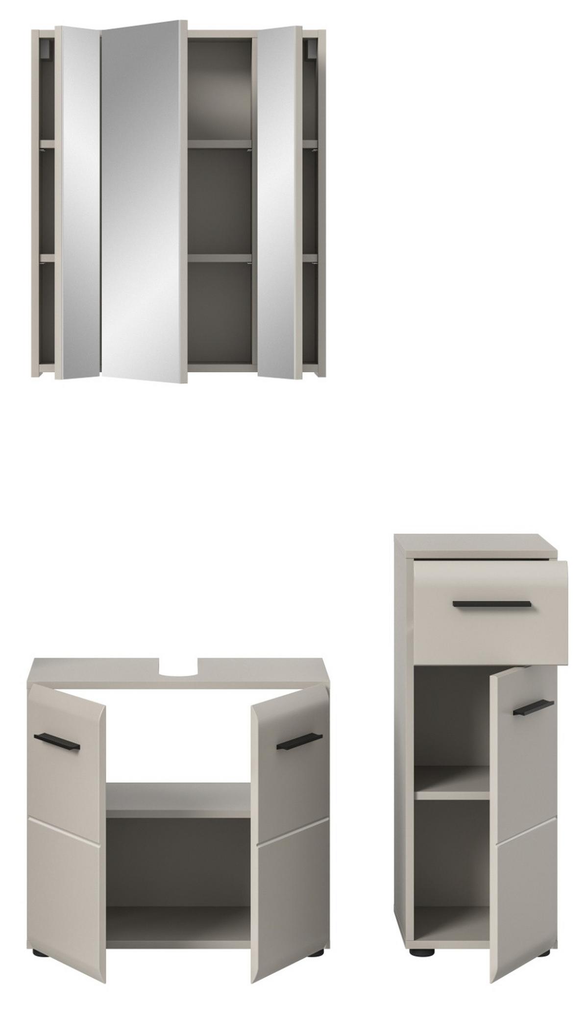 BADMÖBEL-SET Kaschmir 105 cm 3-teilig, Komplettset in modernem Design - Kaschmir/Schwarz, Glas/Holzwerkstoff (105/185/30cm) - Inn.Furn
