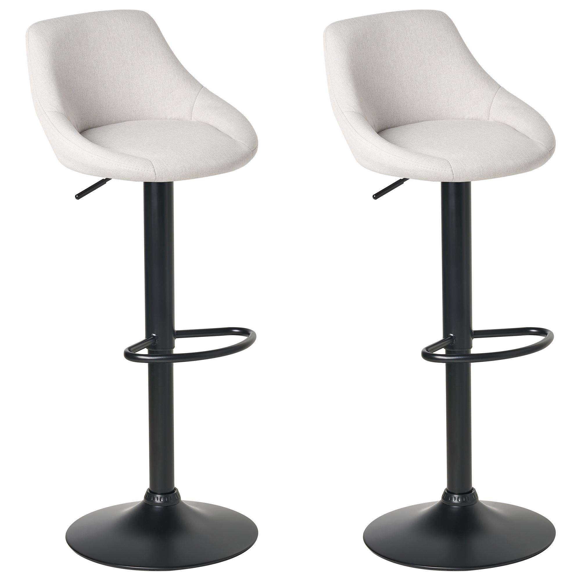 BARHOCKER 2er-Set Hellgrau Medulin - Hellgrau/Schwarz, Textil (47/83/52cm) - Beliani