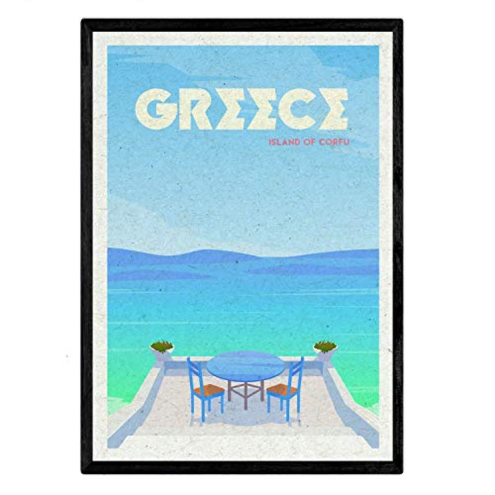 POSTER Griechenland Stadtfarben A4 Rahmenlos - Klar, Papier (29.7/5/21cm) - Nacnic