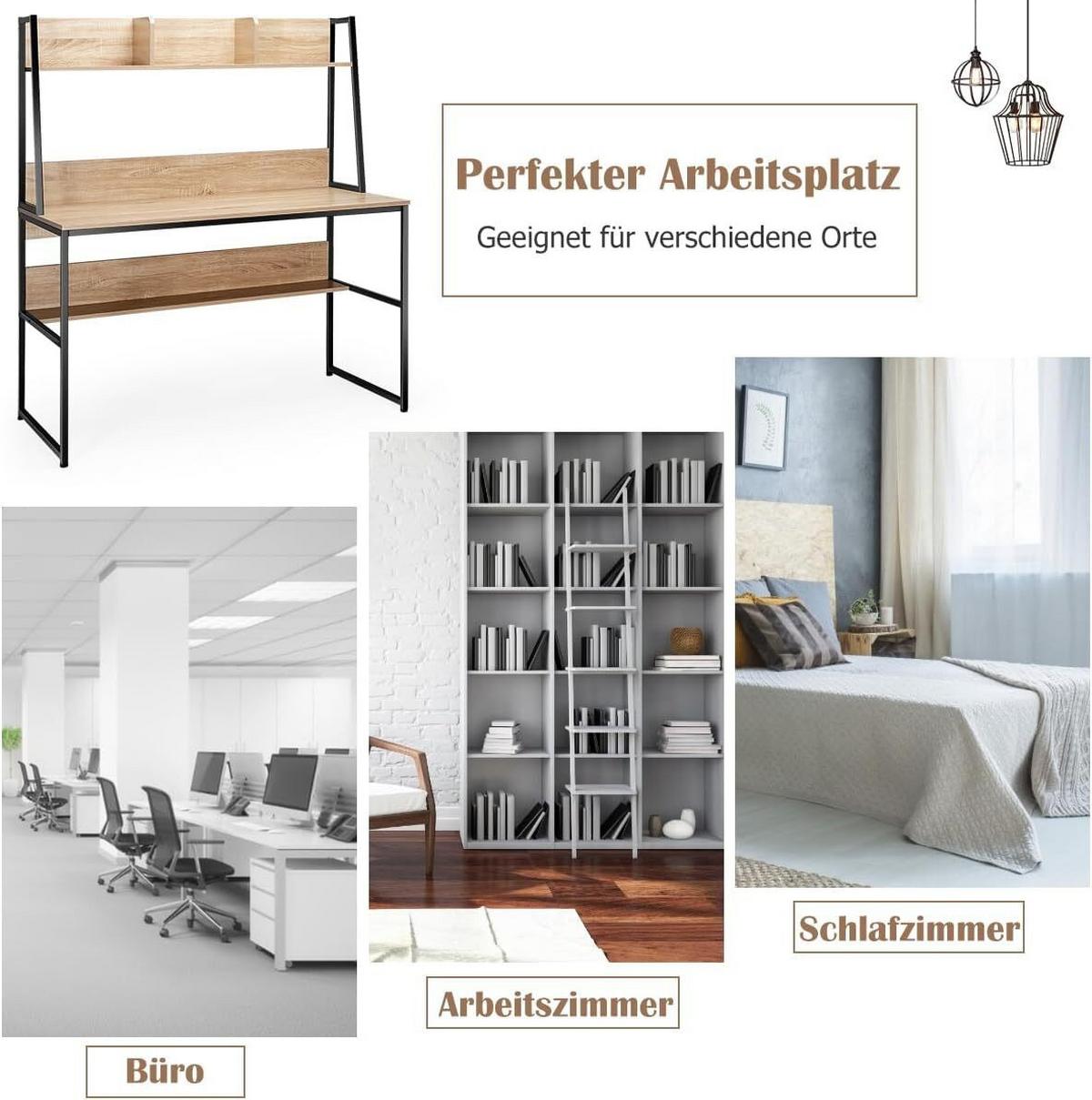 SCHREIBTISCH 140cm Natur - Naturfarben, Holz (57/120/140cm) - COSTWAY