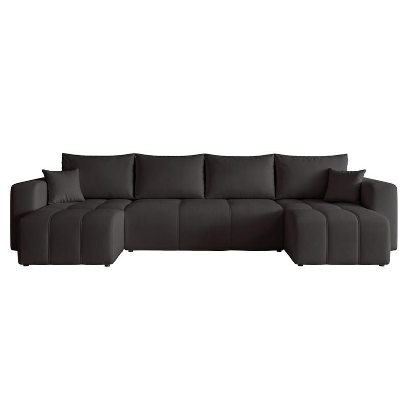 WOHNLANDSCHAFT PEDRO mit Schlaffunktion und Bettkasten Anthrazit - Schwarz, Holzwerkstoff/Textil (318/79/145cm) - Idohome