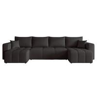 WOHNLANDSCHAFT PEDRO mit Schlaffunktion und Bettkasten Anthrazit - Schwarz, Holzwerkstoff/Textil (318/79/145cm) - Idohome