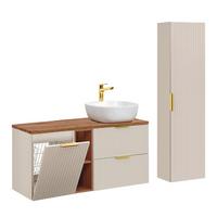 BADMÖBEL 120.8cm Adriel 2er-Set Kaschmir und Holz - Beige, Holzwerkstoff (120.8/59/46cm) - Petits-meubles