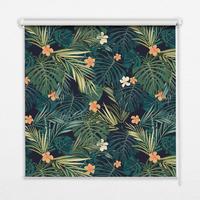 INNENROLLO - Fensterrollo - Rollo - 150x140 cm - Tropische Blätter und Blüten - Grün, Kunststoff (150/140/0.5cm) - TULUP