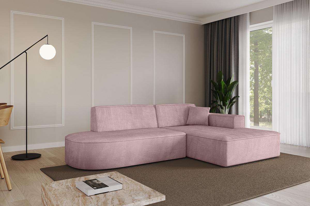 ECKSOFA Ottomane Rechts IREA-L1-v4 - 232x165x77 cm Rosa - Rosa, Holzwerkstoff/Textil (232/165cm) - ALTDECOR