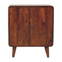 SCHRANK Mini Klassisch Kastanie, 2 Türen und 2 Regale, Dunkelbraun - Dunkelbraun/Messingfarben, Mangoholz/Holz (55/65/30cm) - Artisan Furniture