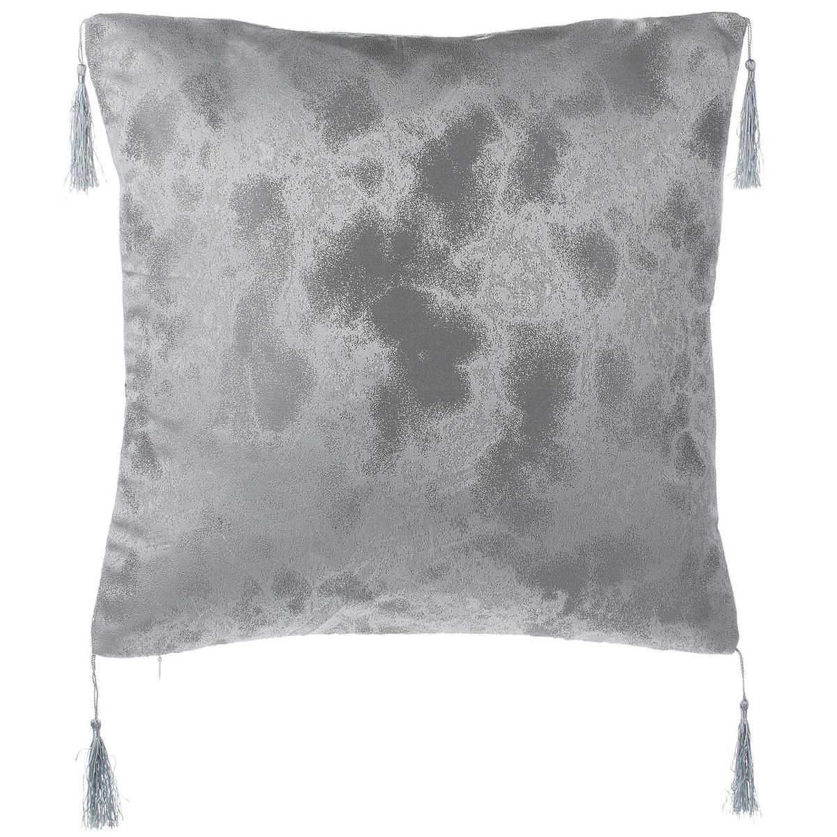 DEKOKISSEN 2er-Set Silber 45/45 cm Camellia - Silberfarben, Textil (45/45cm) - Beliani