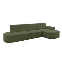 ECKSOFA mit Schlaffunktion Ottomane RECHTS MARI L2-S 368X167X85 Grün Bouclé - Schwarz/Grün, Holzwerkstoff/Kunststoff (167/368cm) - ALTDECOR