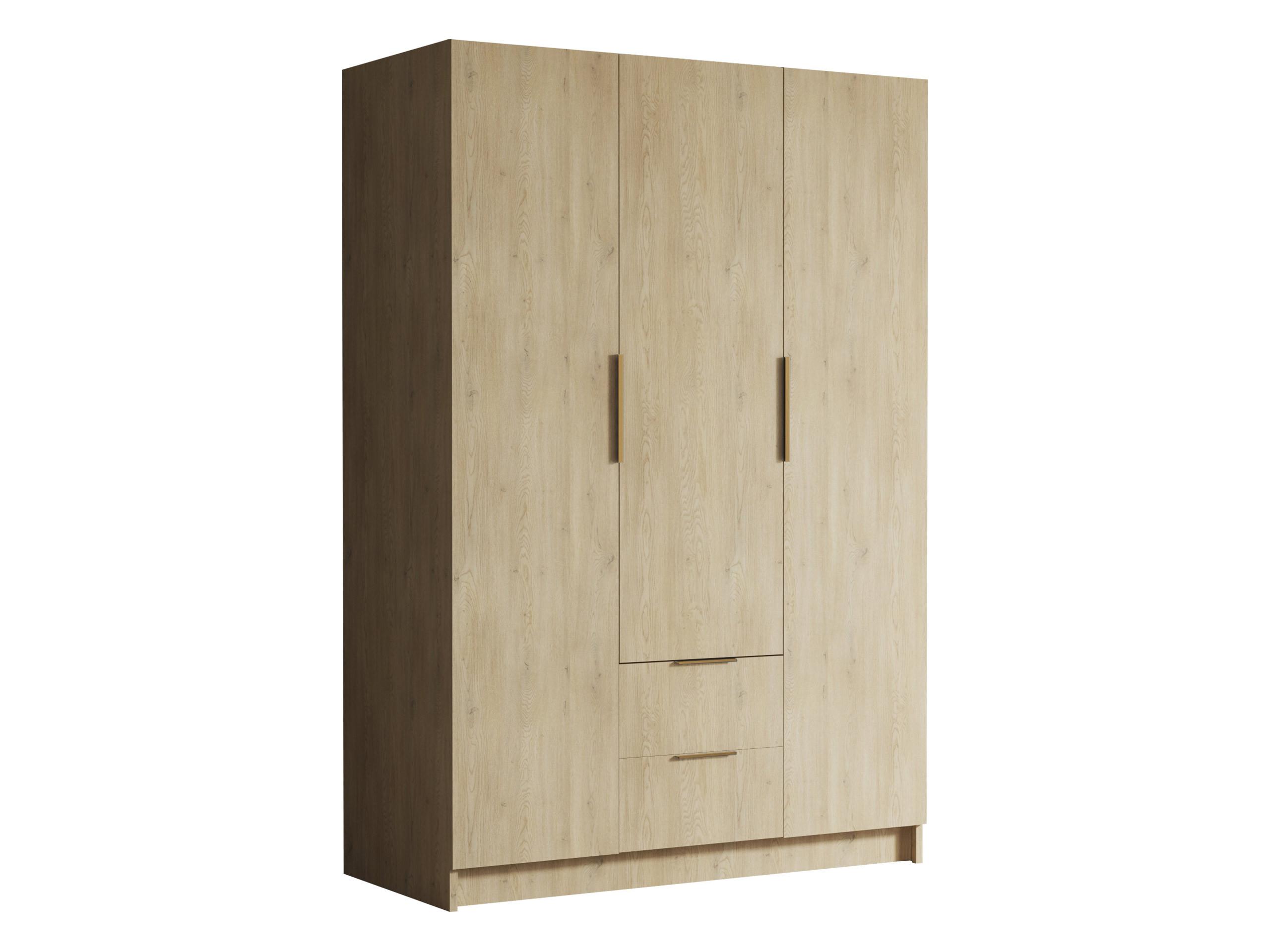 KLEIDERSCHRANK Calwi I - Eichefarben/Goldfarben, Holzwerkstoff/Kunststoff (150/216/60cm) - MIRJAN24
