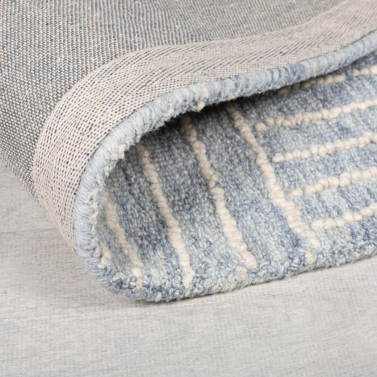 WOLLTEPPICH LEA, mit Schachbrettmuster, Blau, 200 x 290 cm - Blau, Textil (290/200cm) - KADIMA DESIGN