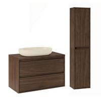 BADMÖBEL 80cm Edmé 2er-Set Holz - Braun, Holzwerkstoff (80/52.2/46cm) - Petits-meubles