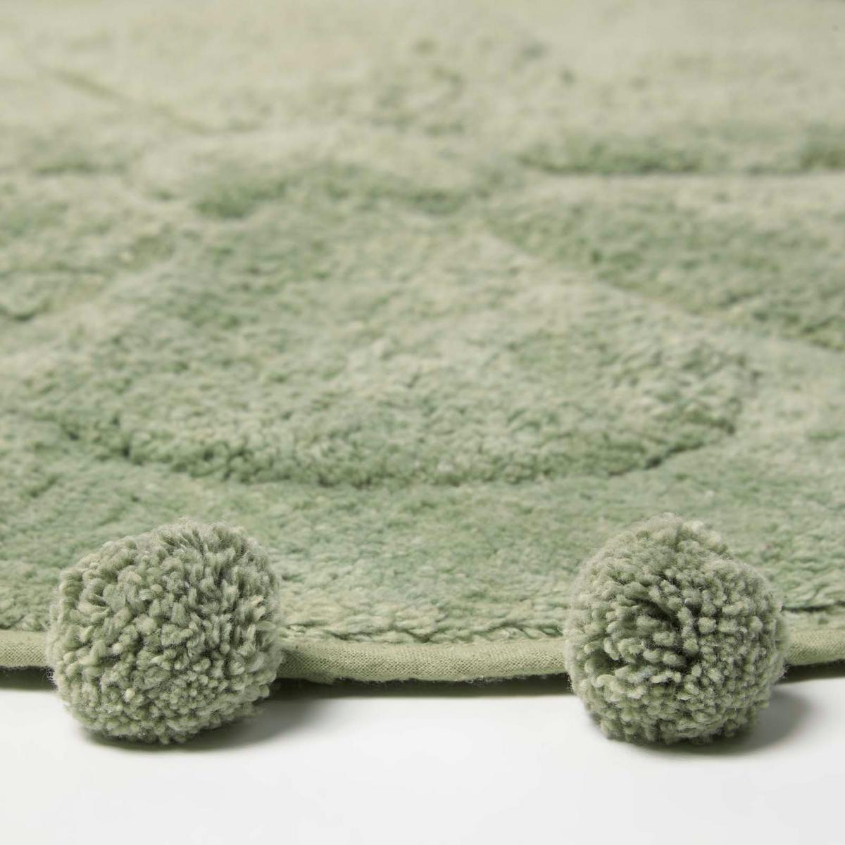 BADEMATTE Blume rund 60 cm, Baumwolle - Salbeigrün, Textil (60/60cm) - Homescapes