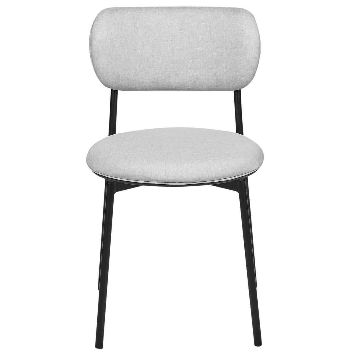 ESSZIMMERSTUHL 2er-Set Stoff hellgrau/schwarz Casey - Schwarz/Grau, Textil (43/76/44cm) - Beliani