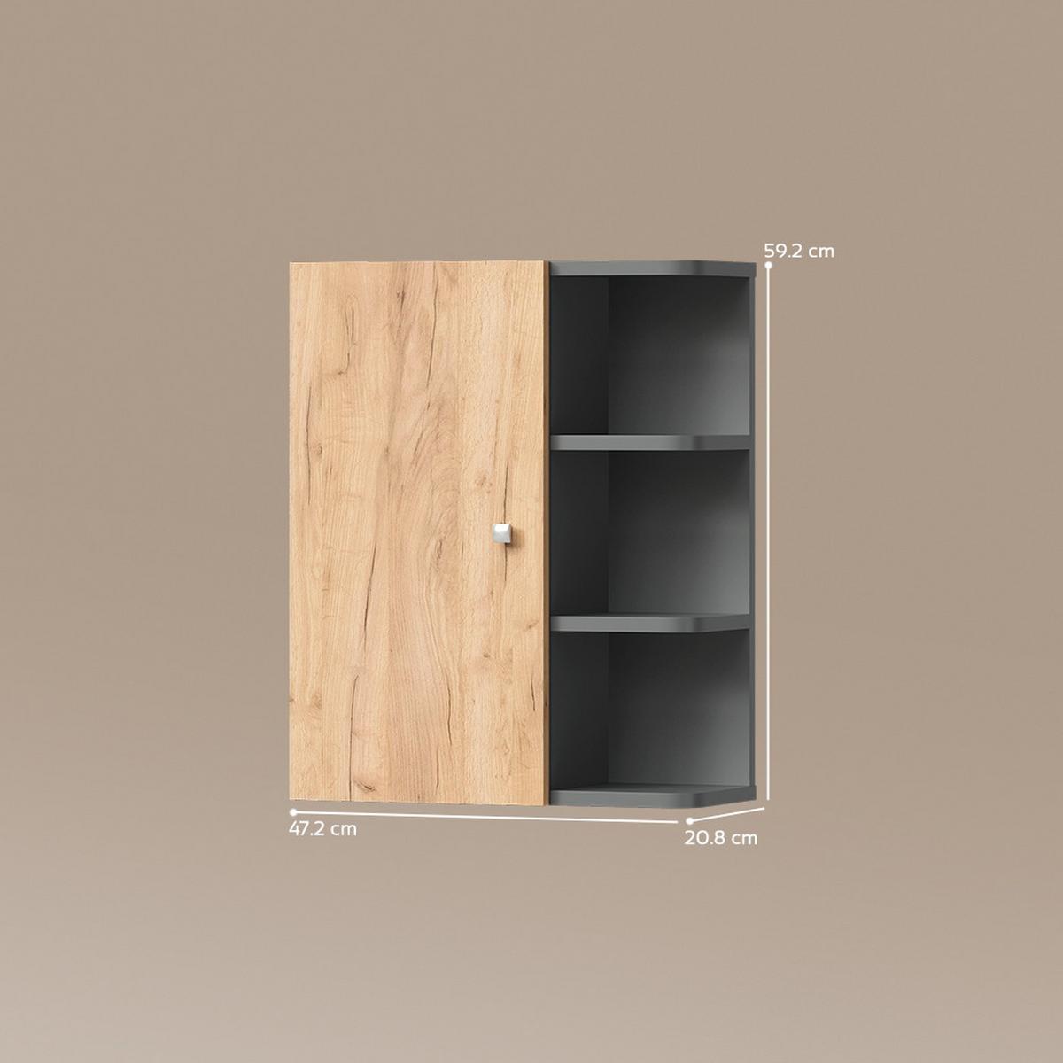 BADSCHRANK Fucino Anthrazit/Goldkraft Eiche 47.2 x 59.2 cm - Honigeiche/Anthrazit, Holzwerkstoff (47.2/59.2/20.8cm) - Livinity®