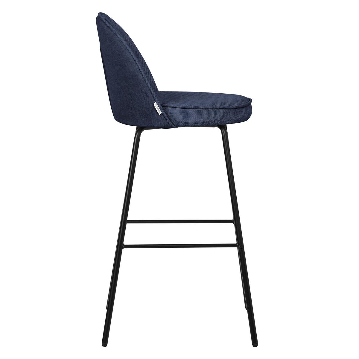 BARHOCKER 4er Set Dunkelblau mit Stoffbezug - Schwarz/Dunkelblau, Textil/Metall (52/102/50cm) - ML-DESIGN