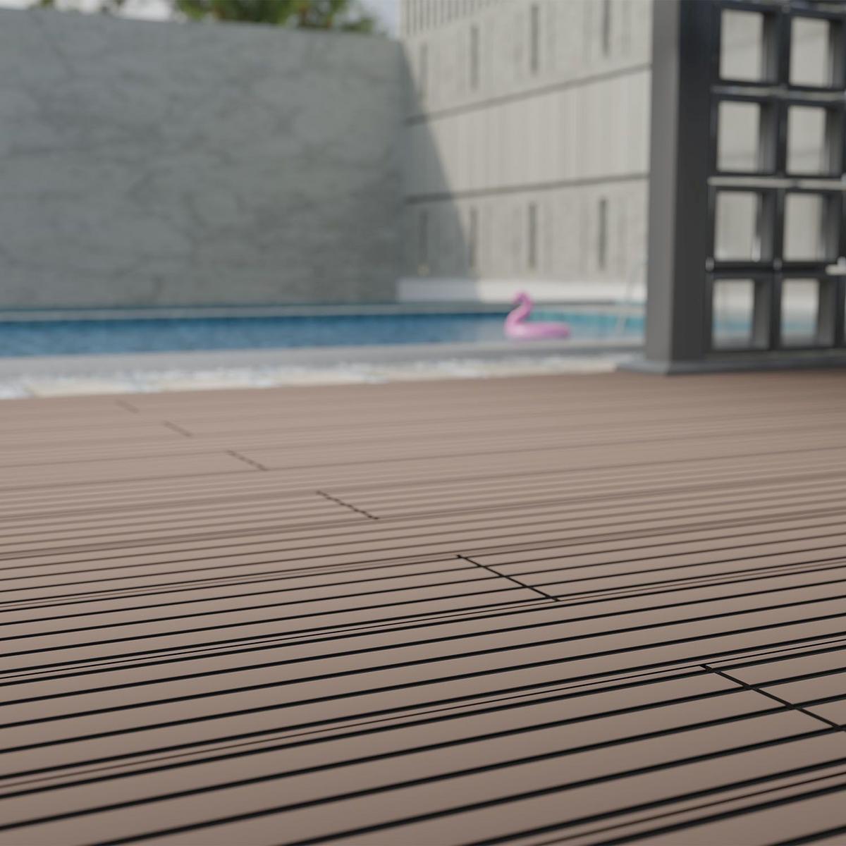 TERRASSENDIELEN WPC Braun 6 m² - Braun, Kunststoff (220/14.6/2.5cm) - Juskys