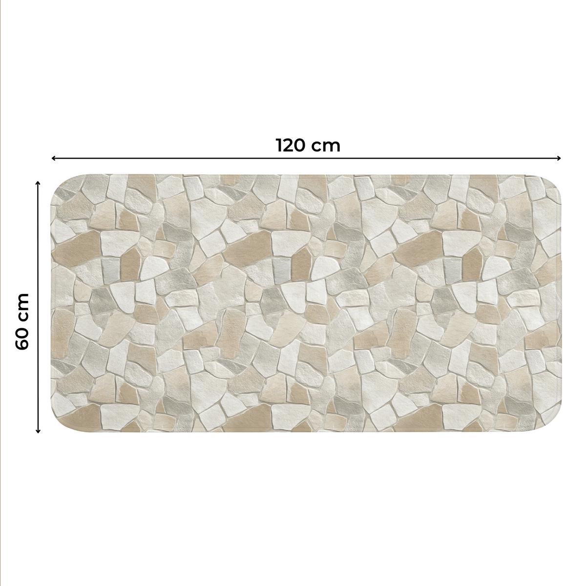 WC-VORLEGER Mosaik - Steine - Beige WC Teppich 120x60 cm - Beige, Textil (120/1cm) - OnlyWow