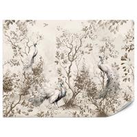 FOTOTAPETE für Wohnzimmer Pfauen Zwischen Bäumen Büsche Blätter 450x315 - Beige, Papier (450/315cm) - Muralo