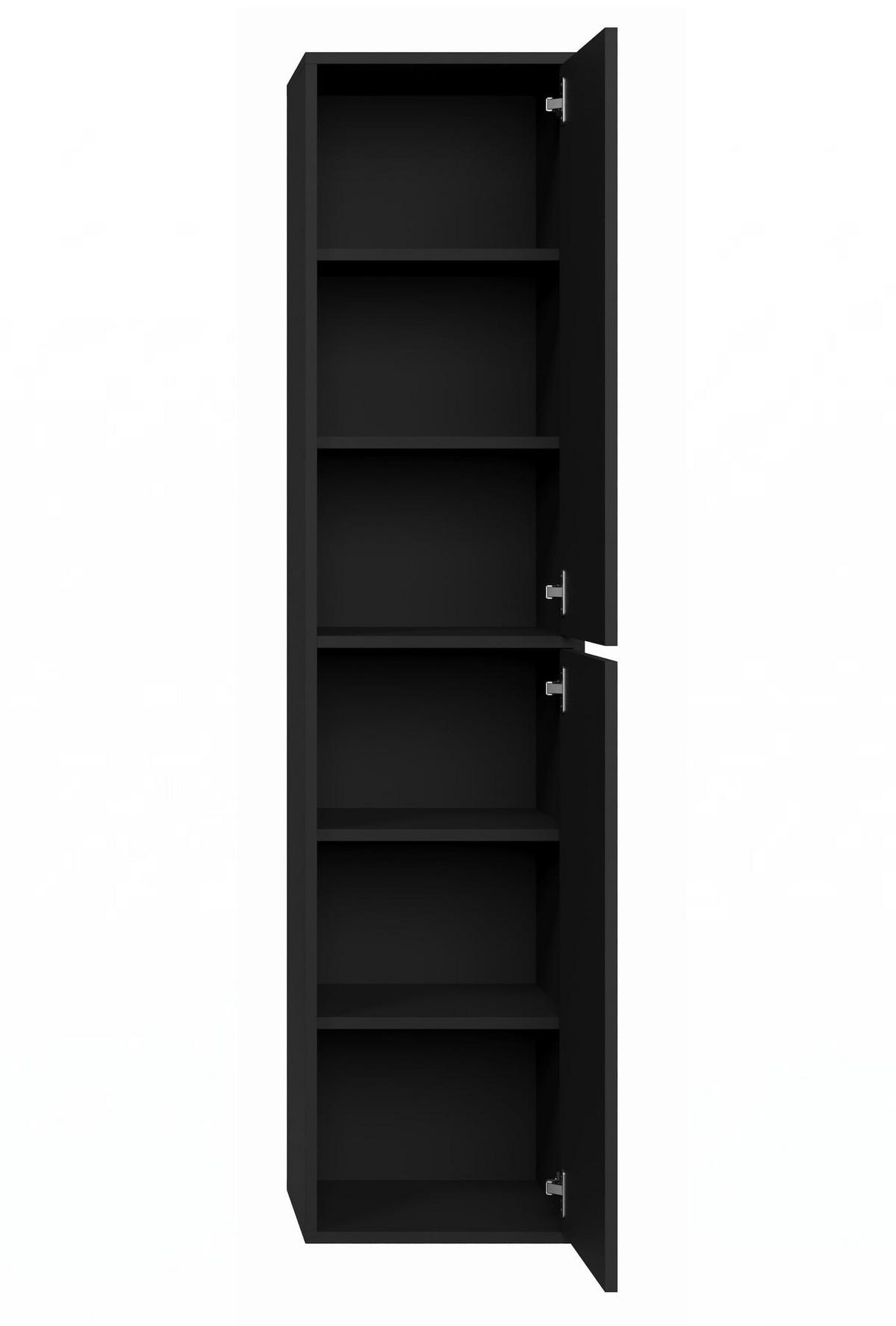 BADEZIMMERSCHRANK Mali mit 2 Türen Schwarz Matt - 38 x 33 x 160 cm - Schwarz, Holz (60/54/46cm) - Badplaats