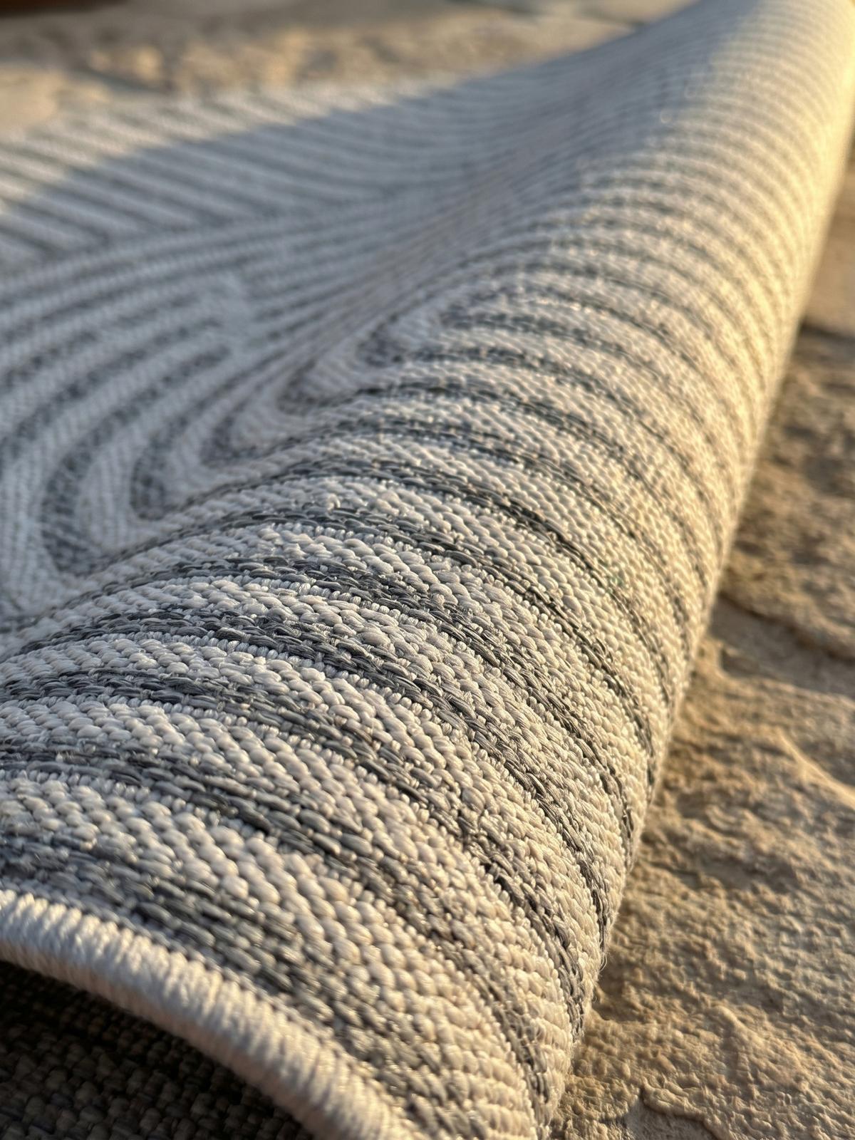TEPPICH Outdoor VENTOUX in Grau, im Boho-Stil, Ø 200 cm - Grau, Textil (200/200cm) - KADIMA DESIGN
