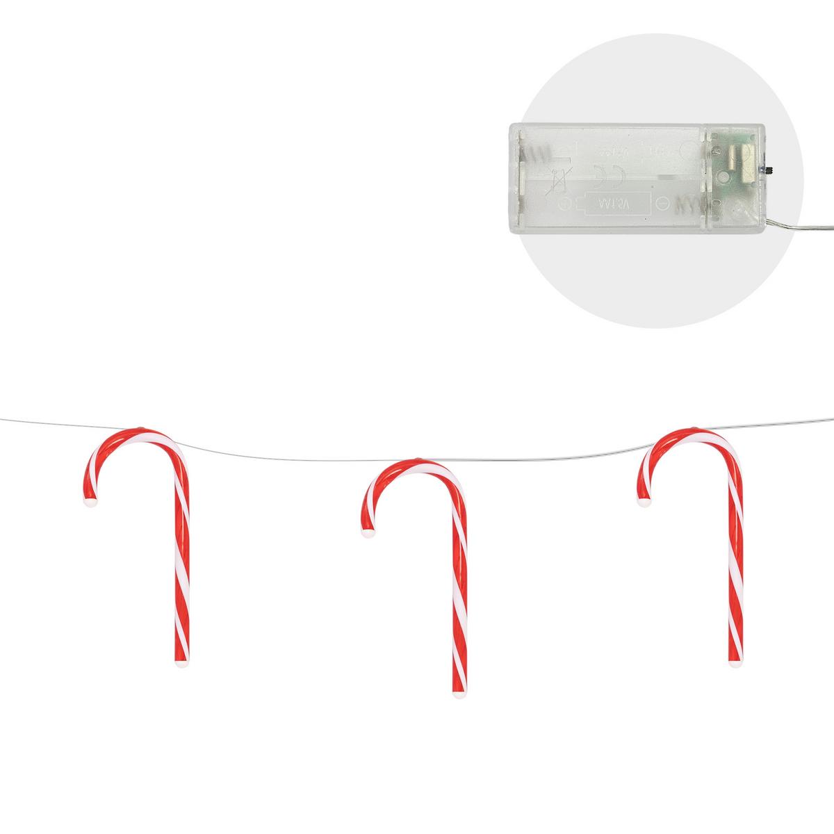 LICHTERKETTE 330 cm 7 Zuckerstangen mit 28 LED Warmweiß - Rot, Kunststoff (330cm) - ECD-Germany