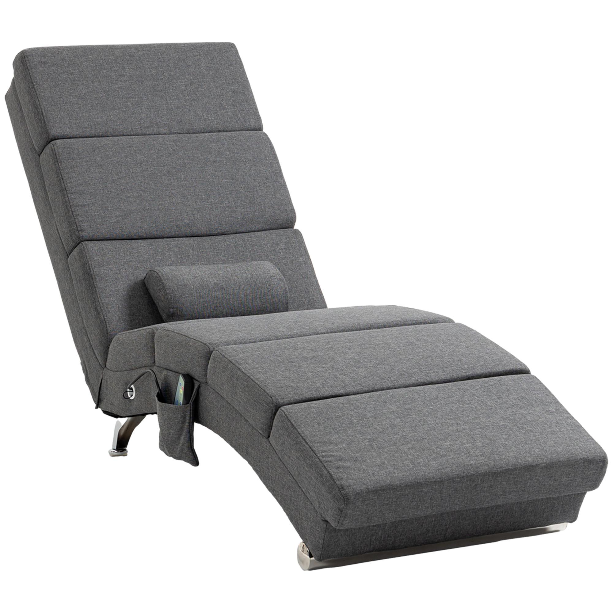 BODENSTUHL, Massagesessel Relaxsessel Liegesessel mit Fernbedienung - Dunkelgrau/Silberfarben, Textil/Metall (56/84/168cm) - HOMCOM