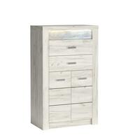 KOMMODE ZERI 76/127/42cm mit 2 Schubladen 2 Türen Eiche Bianco - Eiche Bianco, Holzwerkstoff (76/127/42cm) - MASSENO