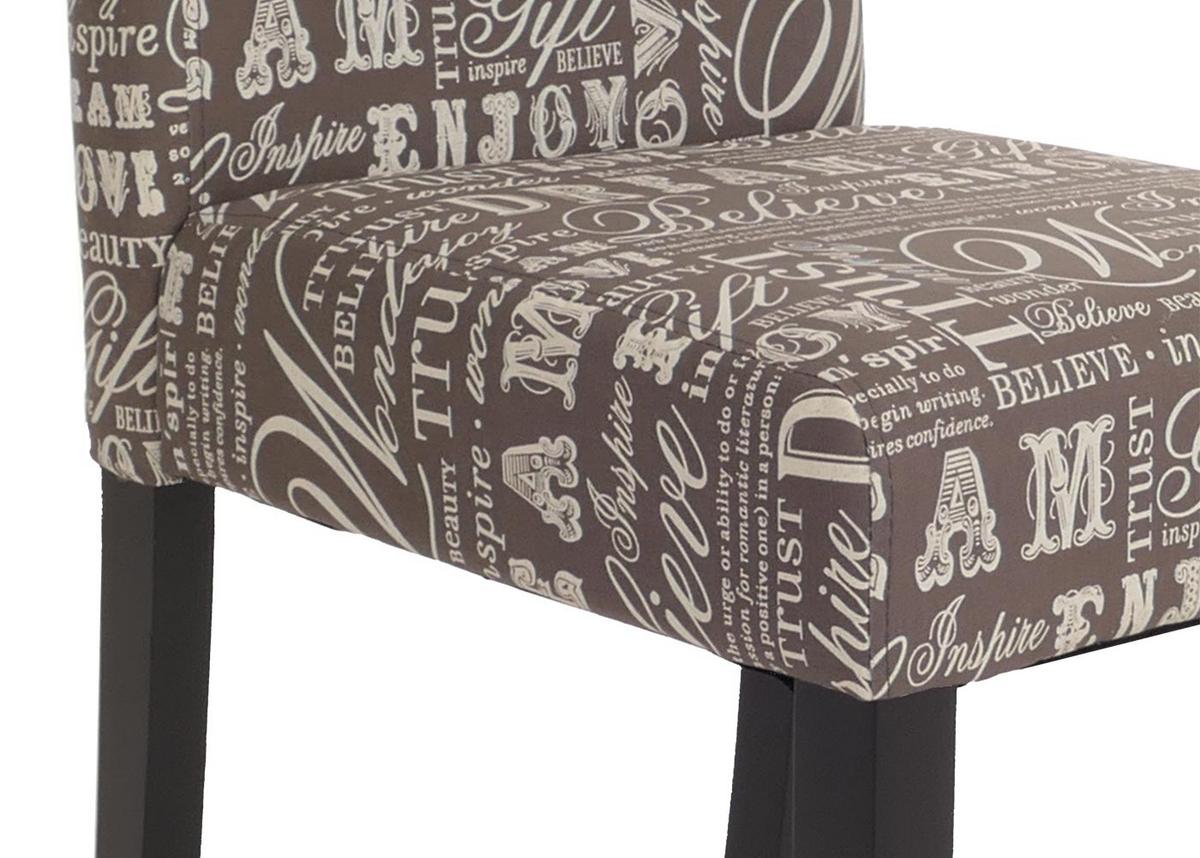 ESSZIMMERSTUHL SCHRIFT Grau, Weiß, Dunkelbraun 4er-Set - Dunkelbraun/Weiß, Textil (43/90/56cm) - MCW