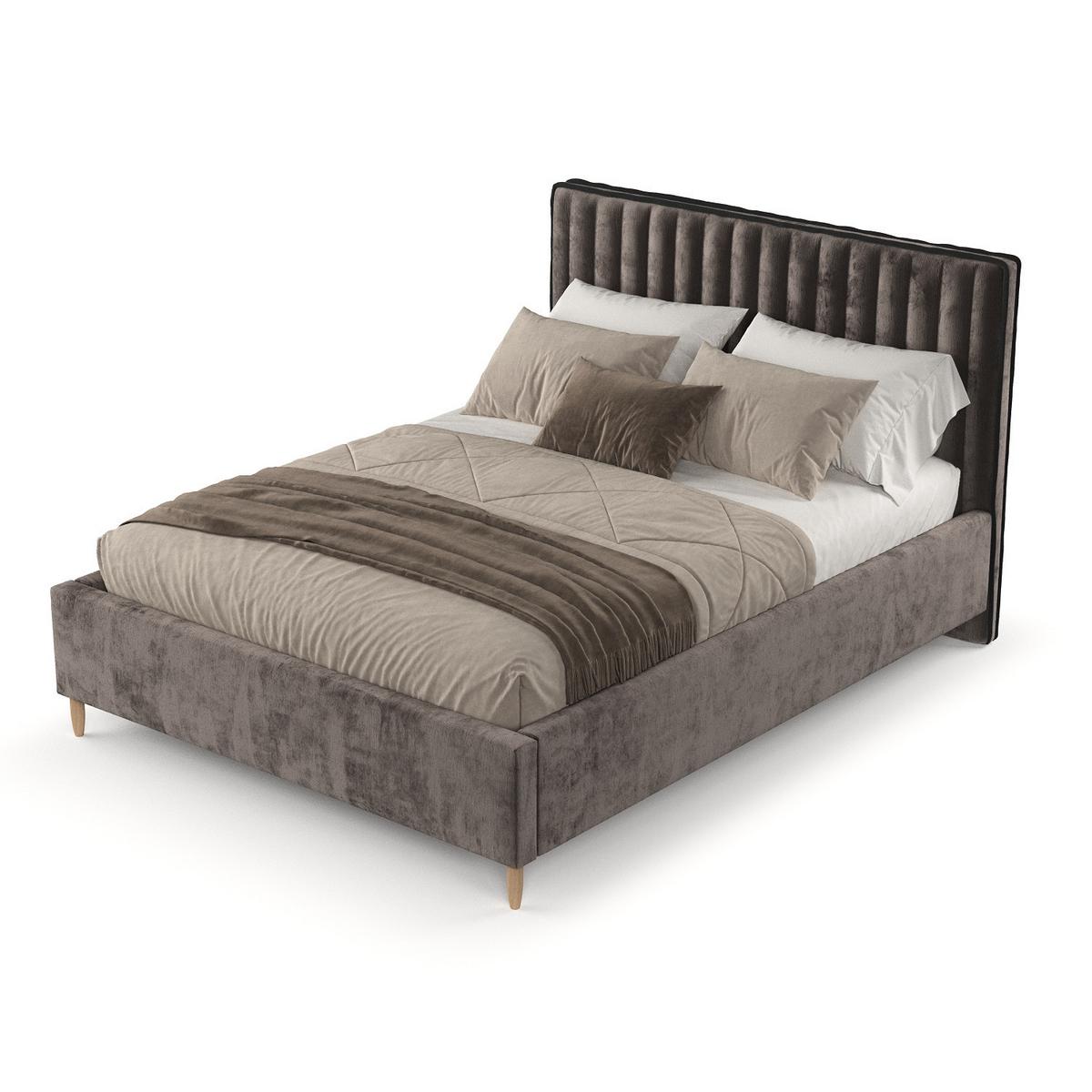 POLSTERBETT Aria 160/200 cm Braun im Lotta Stoff - Naturfarben/Braun, Holz/Holzwerkstoff (160/200cm) - AltaBeds