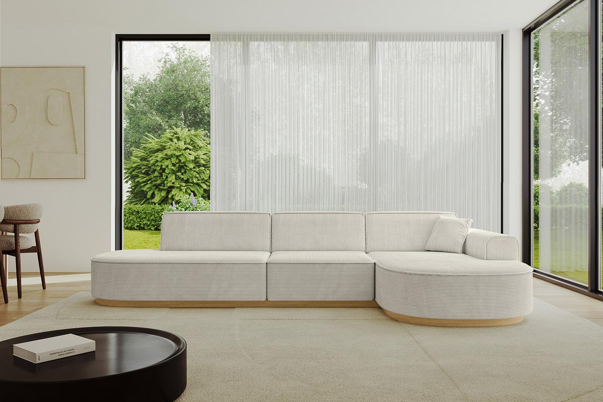ECKSOFA Ottomane Rechts MARI-L2-v2 - 328x171x83 cm Creme Cord - Hellgrau/Creme, Holzwerkstoff/Textil (171/328cm) - ALTDECOR