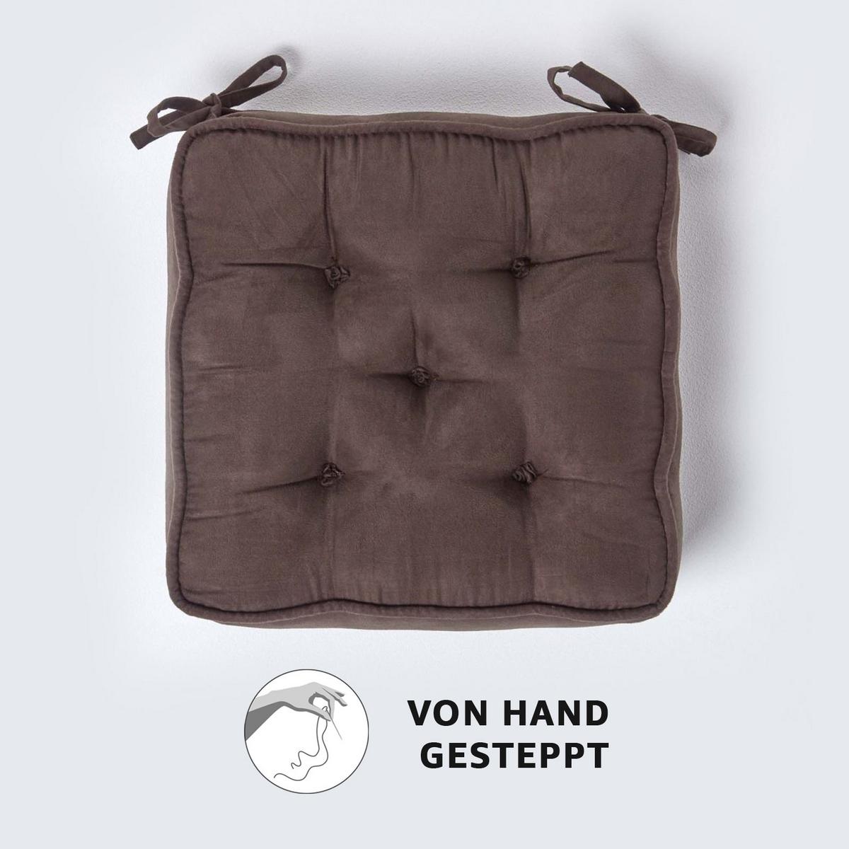 SITZKISSEN braun 40/40/10 cm – Stuhlkissen Velours - Braun, Textil (40/40/10cm) - Homescapes