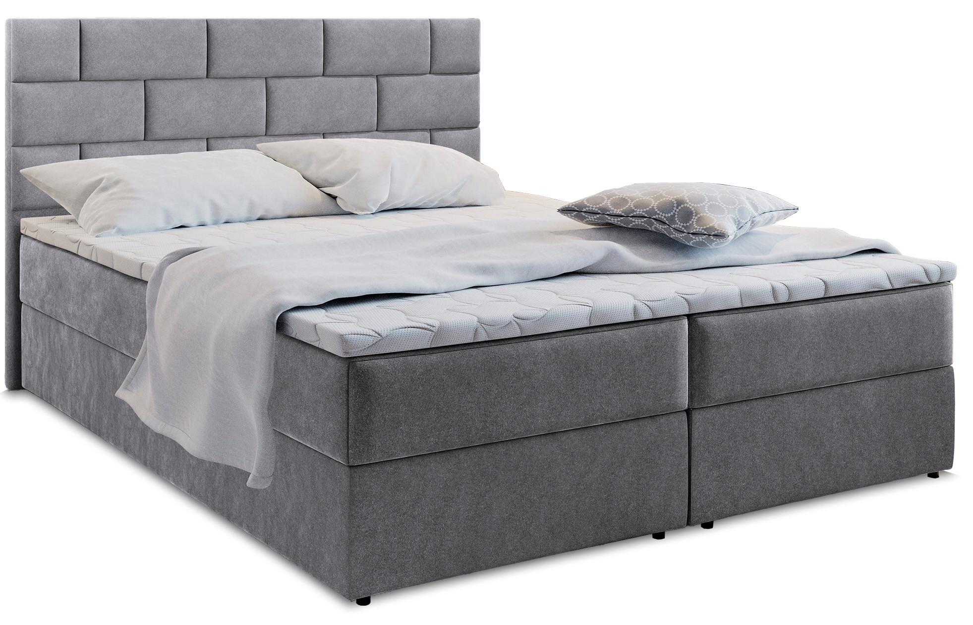 BOXBETT KERLO 180x200 cm mit Matratze und Topper - Grau - Grau, Holz (180/200cm) - MASSENO