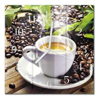 WANDUHR aus Glas 30x30 cm - Tasse Kaffee - Multicolor, Glas (30/30/0.4cm) - TULUP
