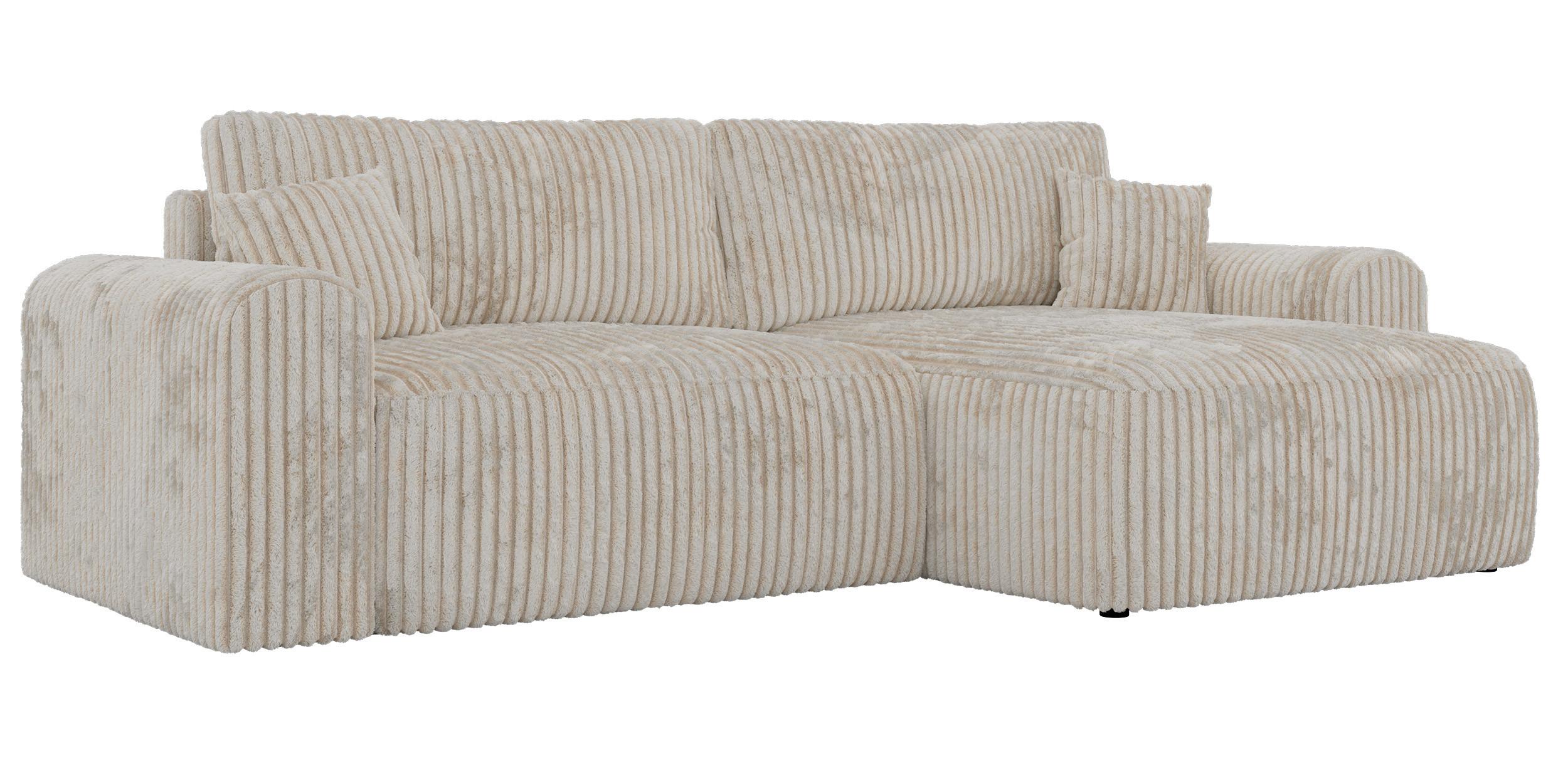 ECKSOFA NEKSON L - Beige Cord - Beige/Schwarz, Kunststoff/Textil (274/152cm) - MKS