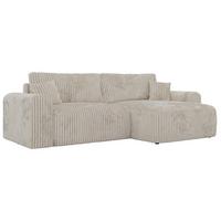 ECKSOFA NEKSON L - Beige Cord - Beige/Schwarz, Kunststoff/Textil (274/152cm) - MKS