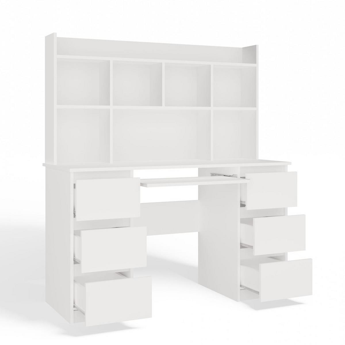 SCHREIBTISCH Weiß 130/146/51 - Weiß, Holzwerkstoff (90/50/146cm) - RAUMHIRSCH FURNITURE