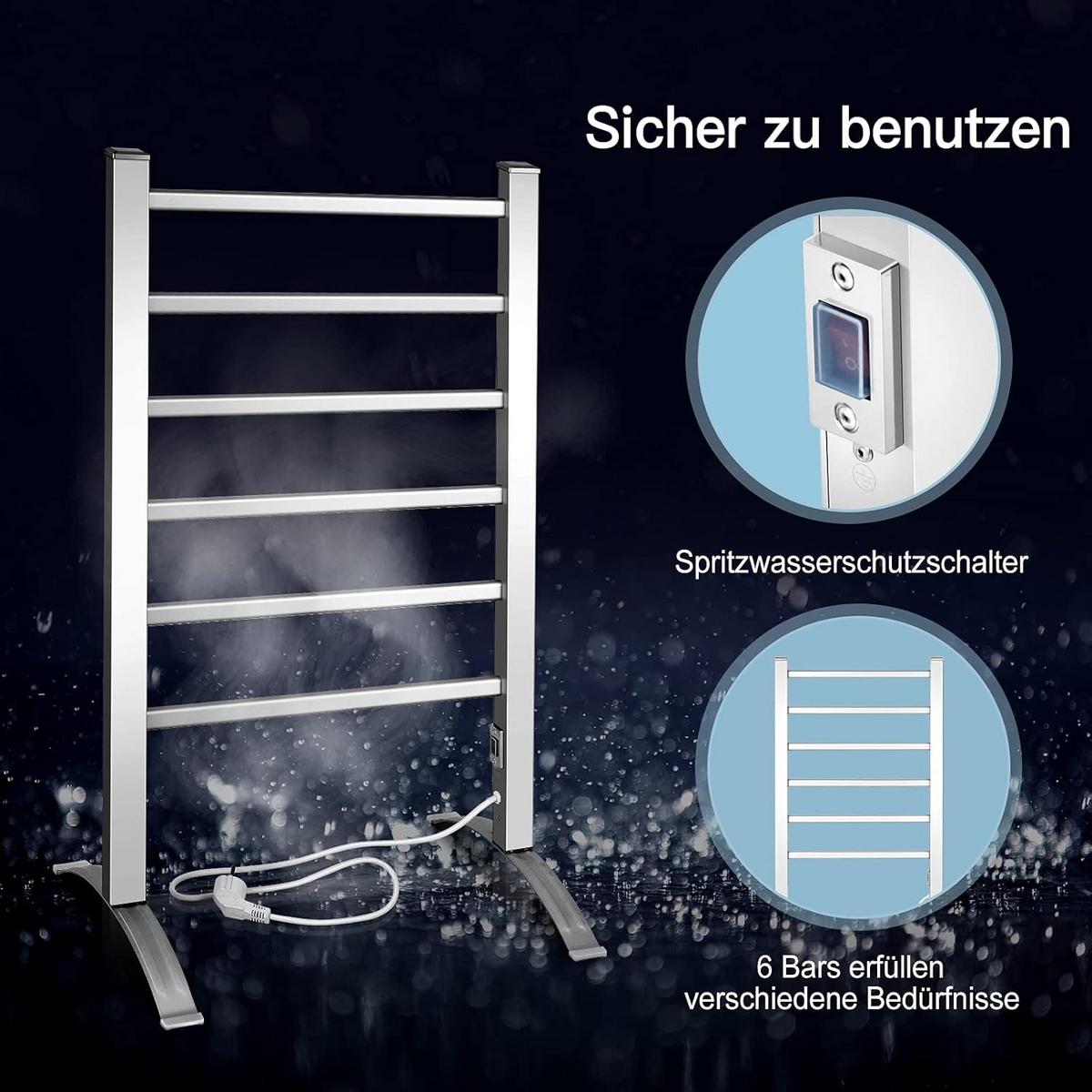 HANDTUCHHALTER 2 in 1 mit 6 Stangen Silber - Silberfarben, Metall (53/91/35cm) - COSTWAY