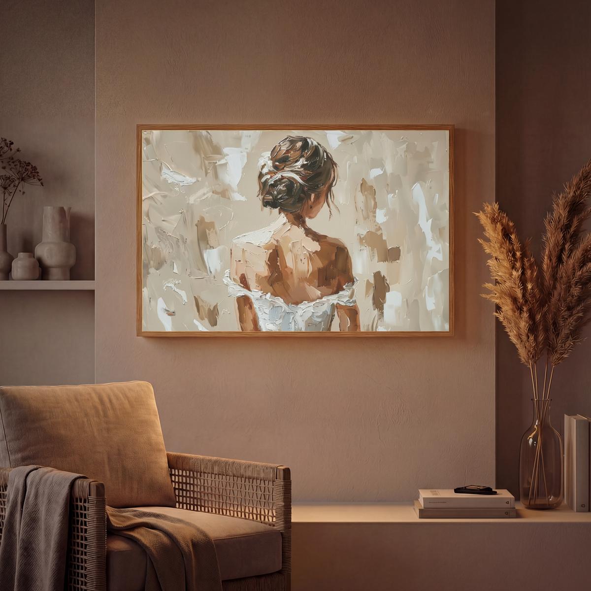 WANDLEUCHTE MIT AKKU Frau - Farbe - Abstrakt - Beige - Modern 100x70 cm - Hellbraun, Holzwerkstoff (100/70/8cm) - OnlyWow