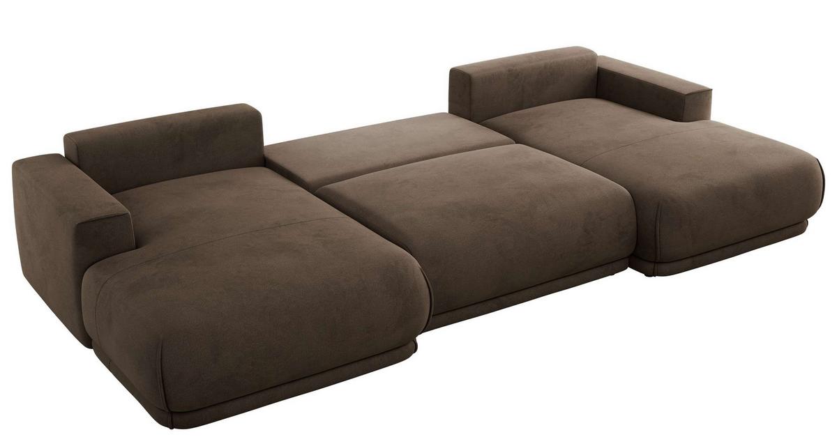 WOHNLANDSCHAFT RINA U Braun Velvet - Schwarz/Braun, Kunststoff/Textil (360/85/170cm) - MKS