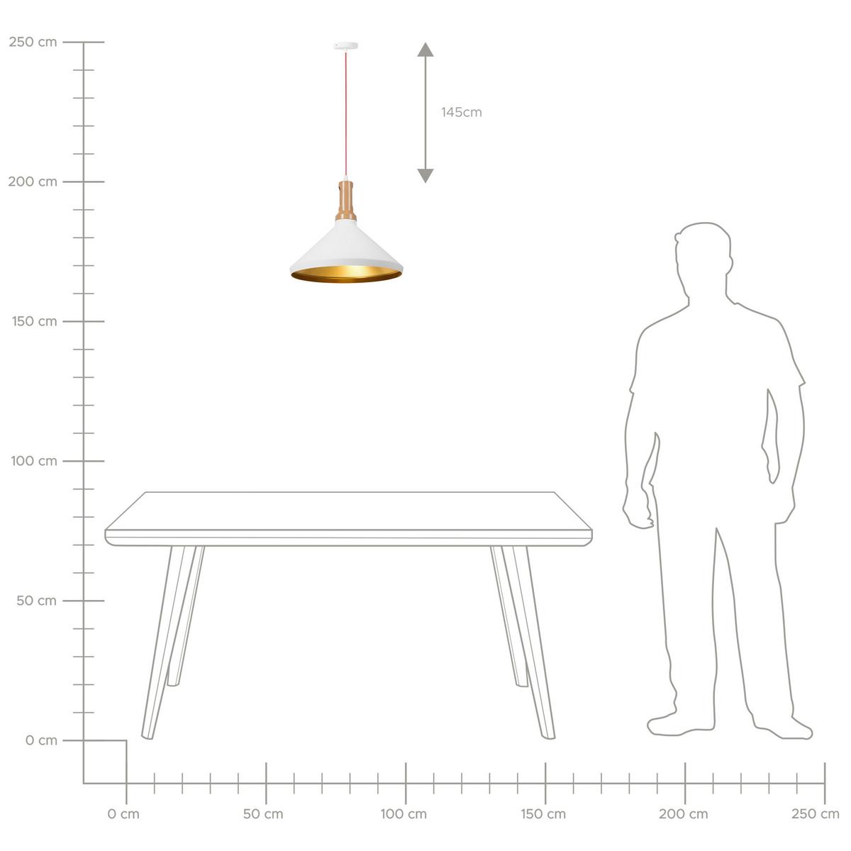 HÄNGELEUCHTE Liard 33/33/179 cm - Weiß, Metall (33/33/179cm) - Beliani