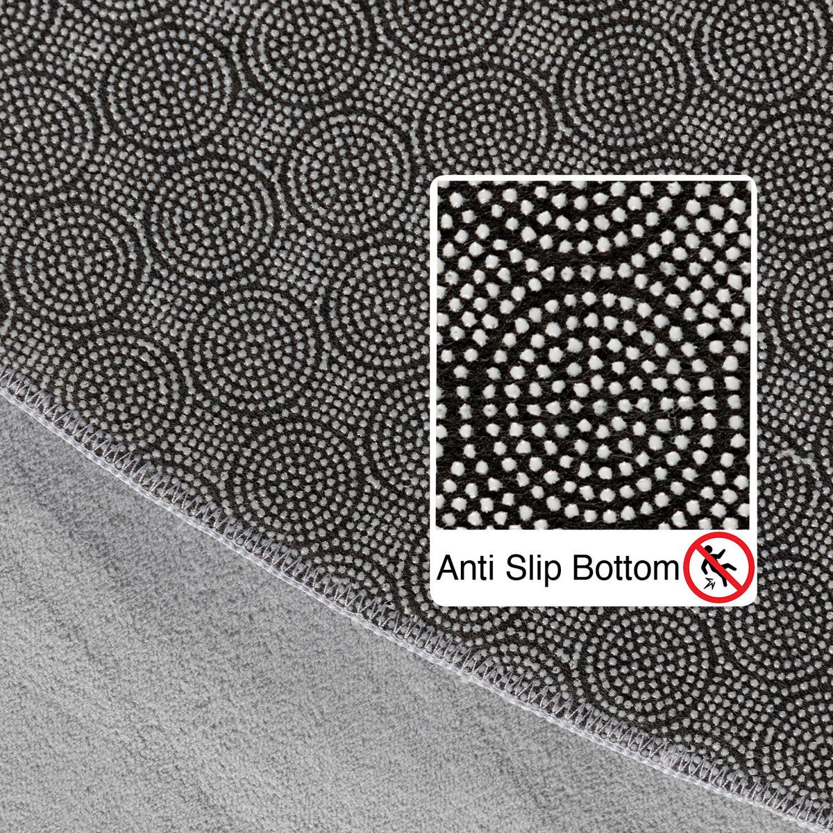 TEPPICH Kurzflor Waschbar LECH in Silber, einfarbig, Ø 120 cm - Silberfarben, Textil (120/120cm) - KADIMA DESIGN