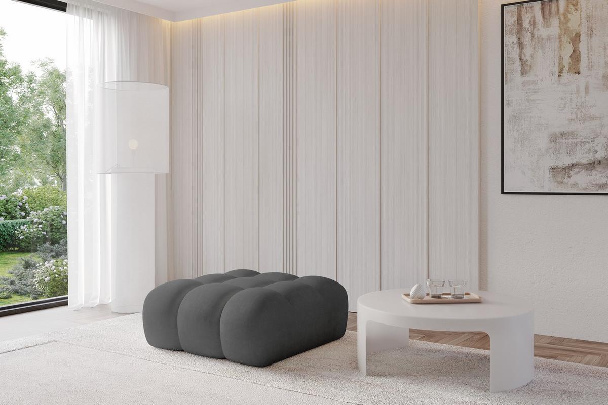 POUF OLEA-PUF 91x87x44 cm Dunkelgrau Velours Modular Sitzhocker - Anthrazit/Schwarz, Holzwerkstoff/Kunststoff (91/44/87cm) - ALTDECOR