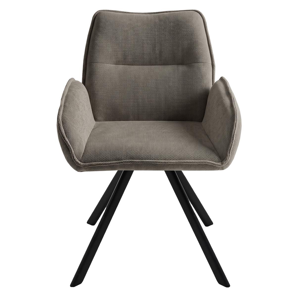 DREHSTUHL Zerra im Geflechtstoff mit Metallbeinen, Dunkelbeige - Schwarz/Cappuccino, Metall (55/87/46cm) - Beautysofa