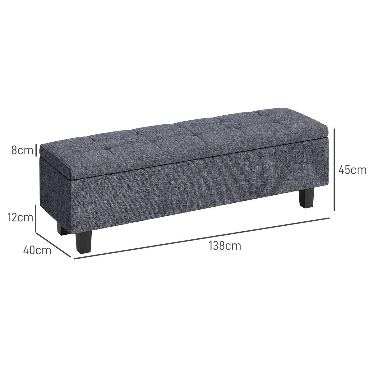 TRUHENBANK mit Stauraum, Polsterbank mit Leinenoptik, Holzbeine, Dunkelgrau - Dunkelgrau, Textil (40/45/138cm) - HOMCOM