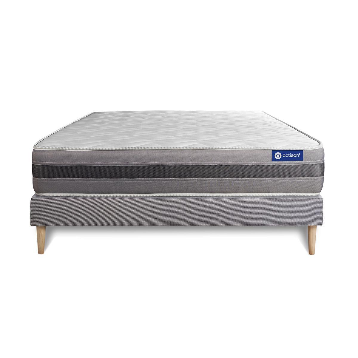 BETT Actiflex relax Taschenfederkern und Memory-Schaum 120 x 220 cm h1 - Kit Bettgestell Grau - Beige/Grau, Karton/Holz (120/220cm) - ACTISOM
