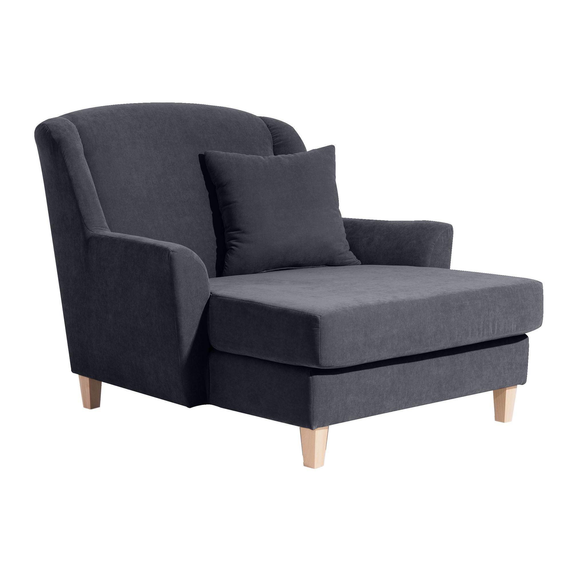 SESSEL XXL Karil Bezug Veloursstoff Buche natur / anthrazit - Anthrazit, Kunststoff (136/107/142cm) - 58aufmkessel
