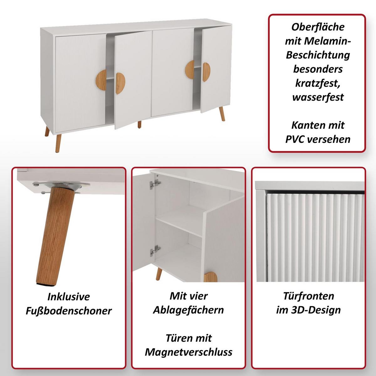 SIDEBOARD Weiß - Weiß, Holz (150/88/40cm) - MCW