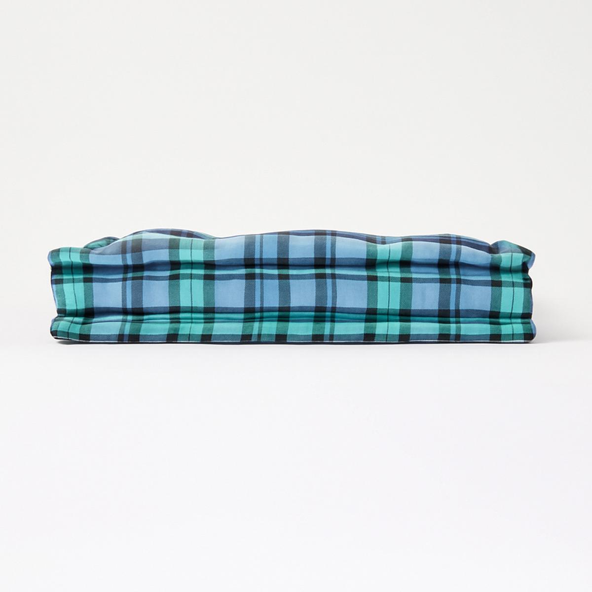 SITZKISSEN Karo blau-grün 50/50/10 cm - Blau, Textil (50/50/10cm) - Homescapes