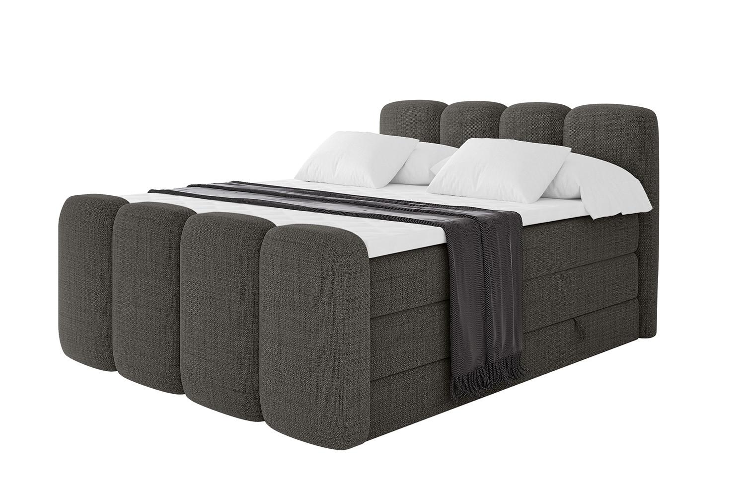 BOXBETT mit Matratze H3|H4 und Lattenrost - NINA-Z KING - 160x200 cm Aragon - Grau - Grau, Holzwerkstoff (160/200cm)